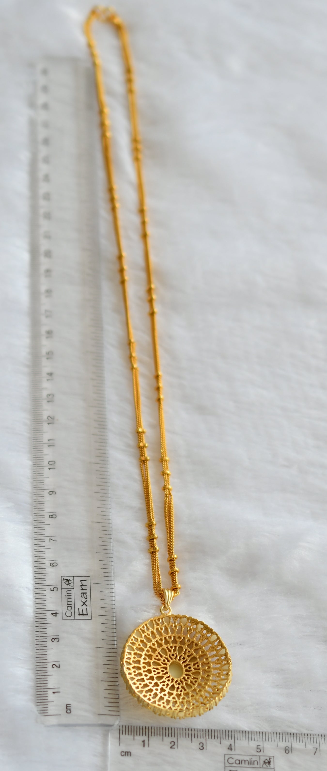 Gold tone 24 inches chain with pearl round pendant dj-46012