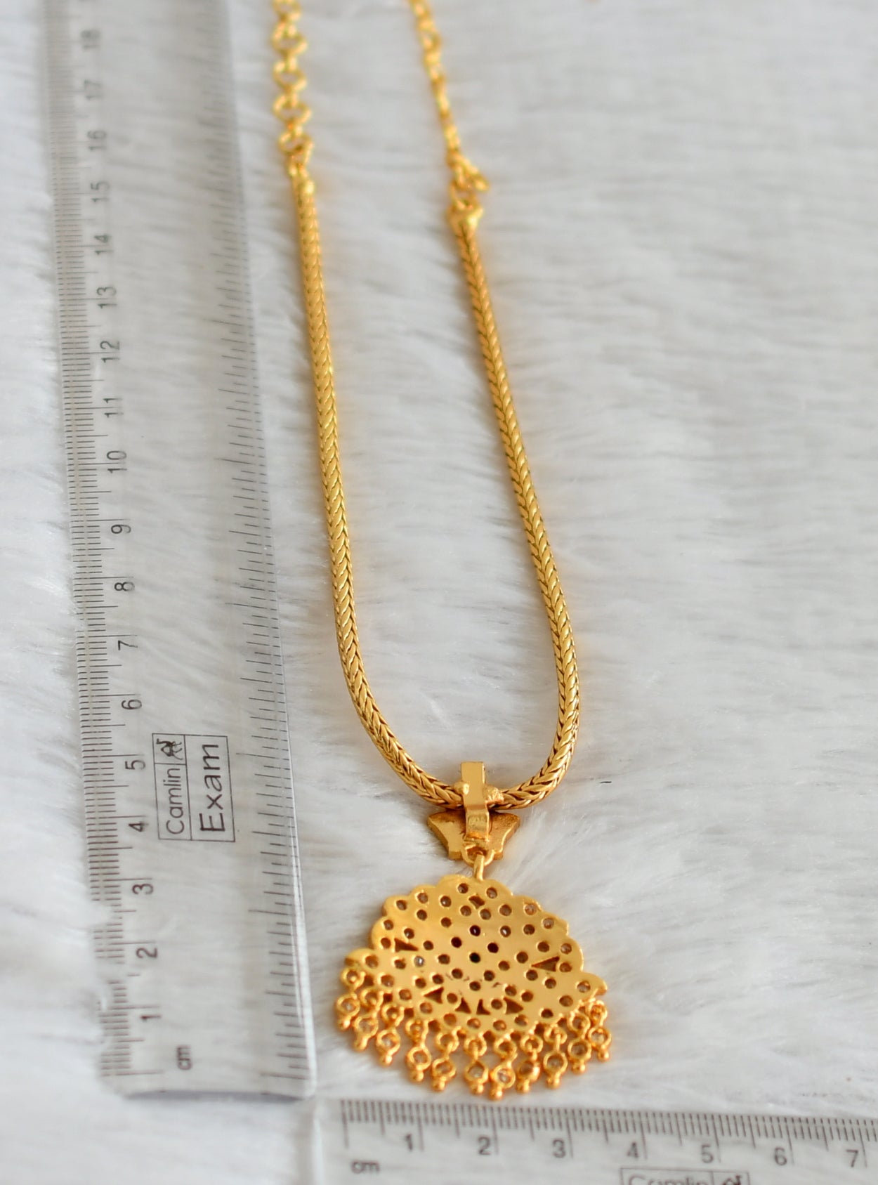 Gold tone AD pink-green-white stone kodi chain necklace dj-47646