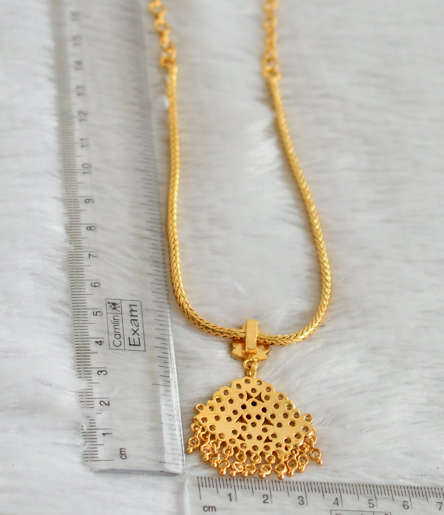 Gold tone AD pink-green-white stone kodi chian necklace dj-47647