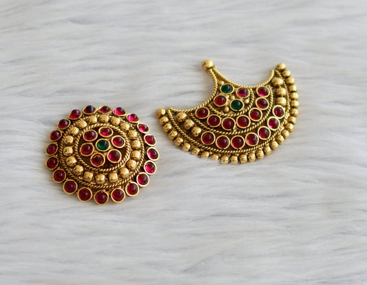 Antique Kemp-green Sun Moon Bridal Hair Jewel- DJ04771