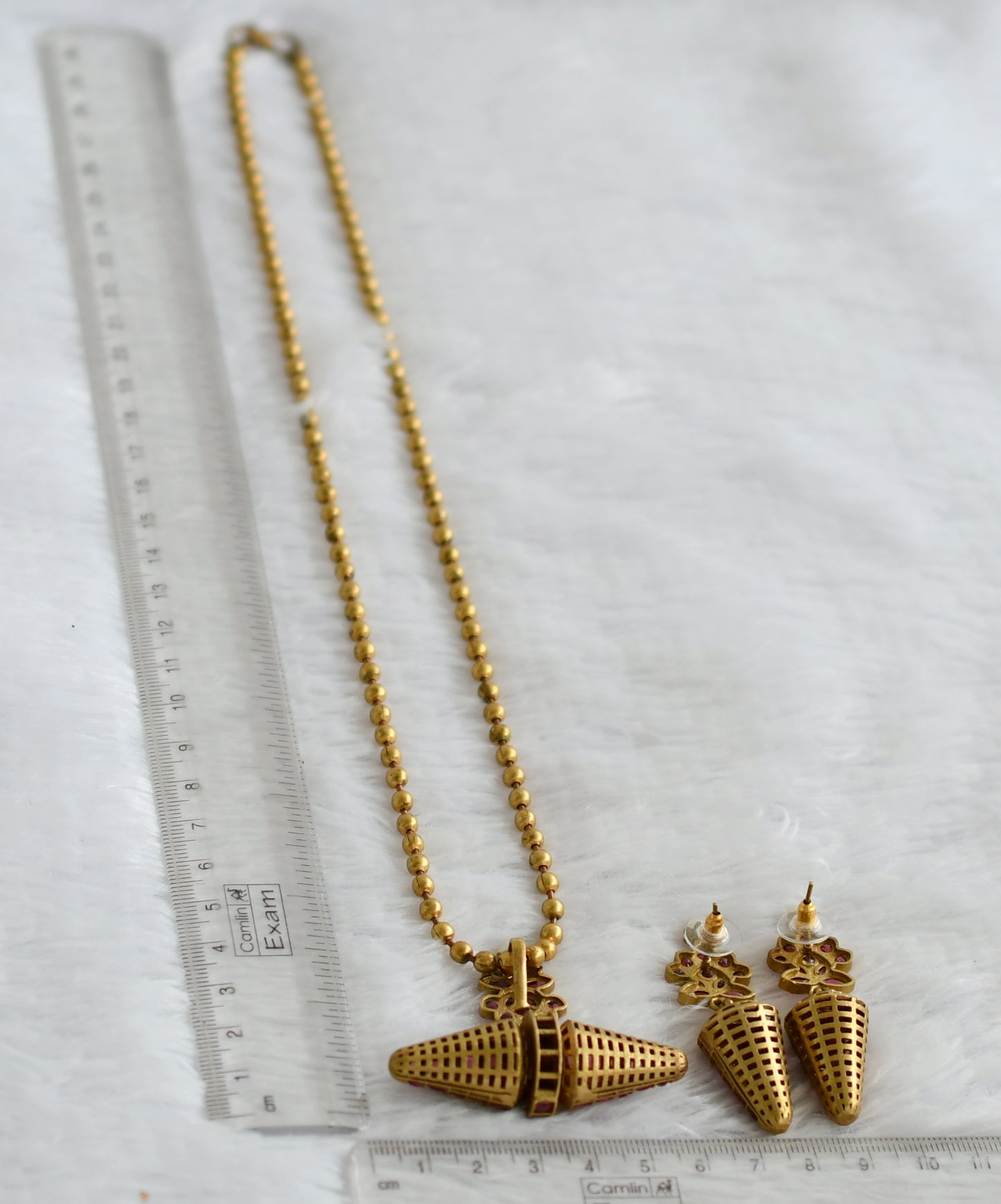 Matte finish 24 inches ball chain with white pendant set dj-49496