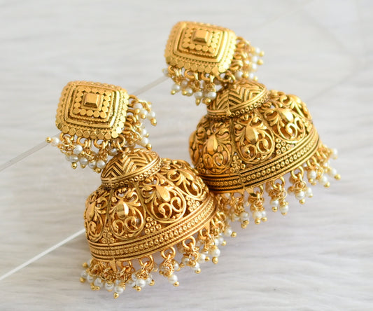 Matte finish pearl cluster big jhumkka dj-44300