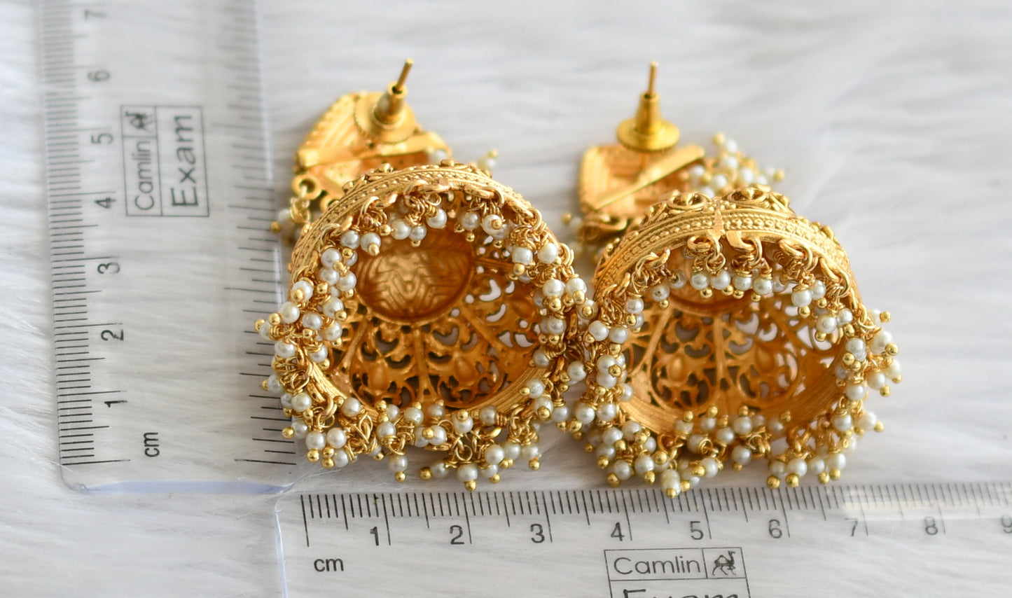 Matte finish pearl cluster big jhumkka dj-44300