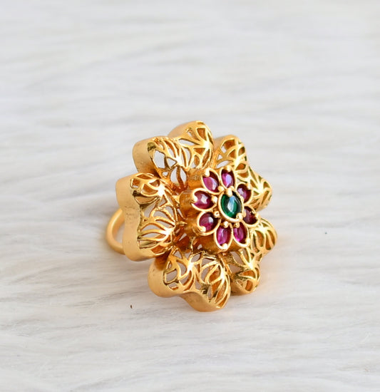 Matte finish kemp-green flower finger ring dj-44315