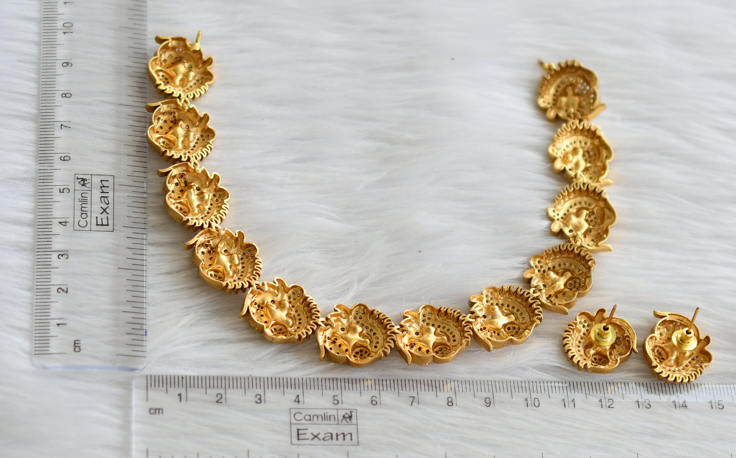 Matte finish cz white peacock necklace set dj-44326