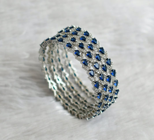 Silver tone cz blue-white thilak stone set of 4 bangles(2.4) dj-47714