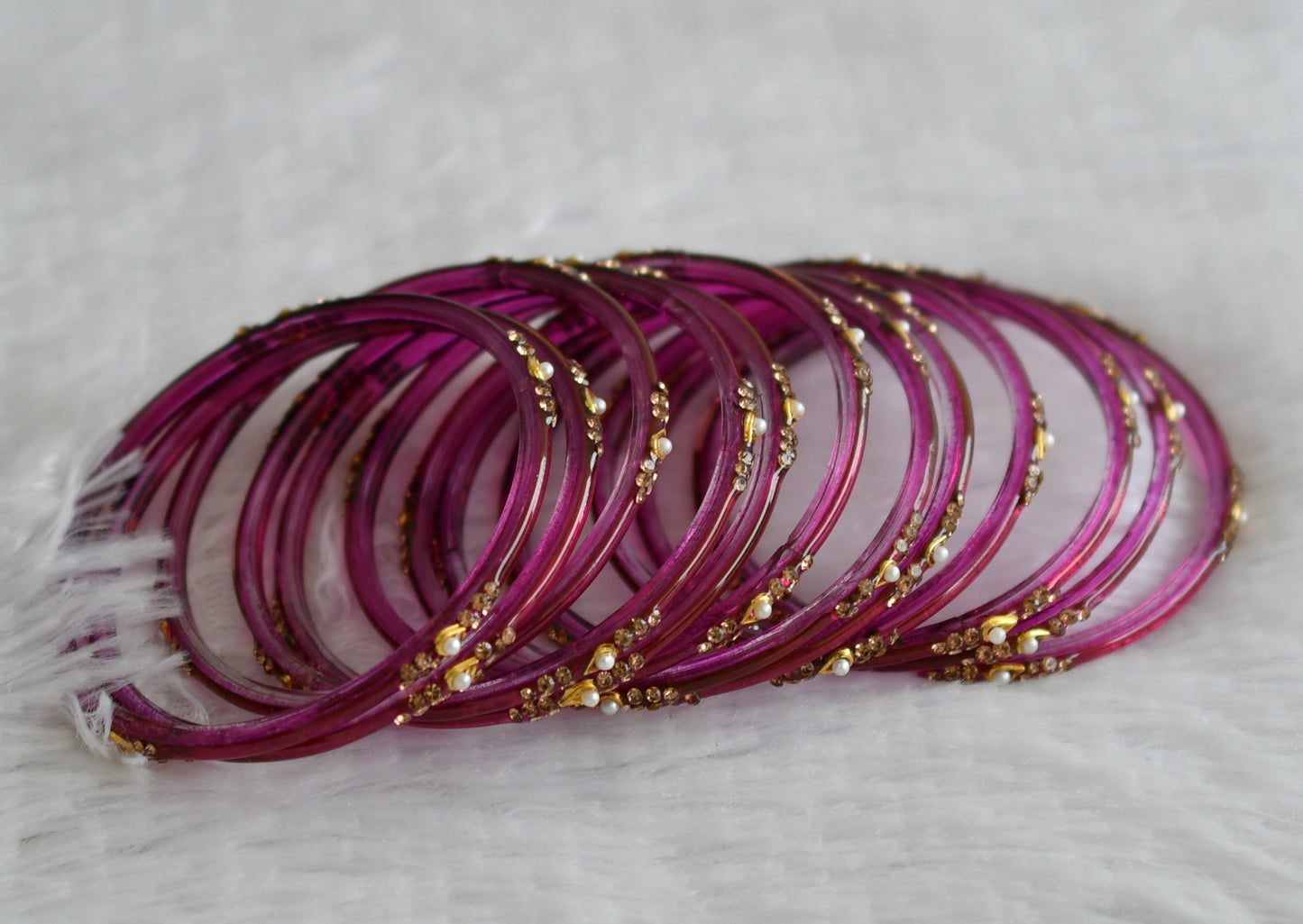 Set of 12 magenta pink glass bangles(2.10) dj-49595
