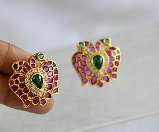 Matte finish kemp-green-white ganda berunda stud/earrings dj-46156