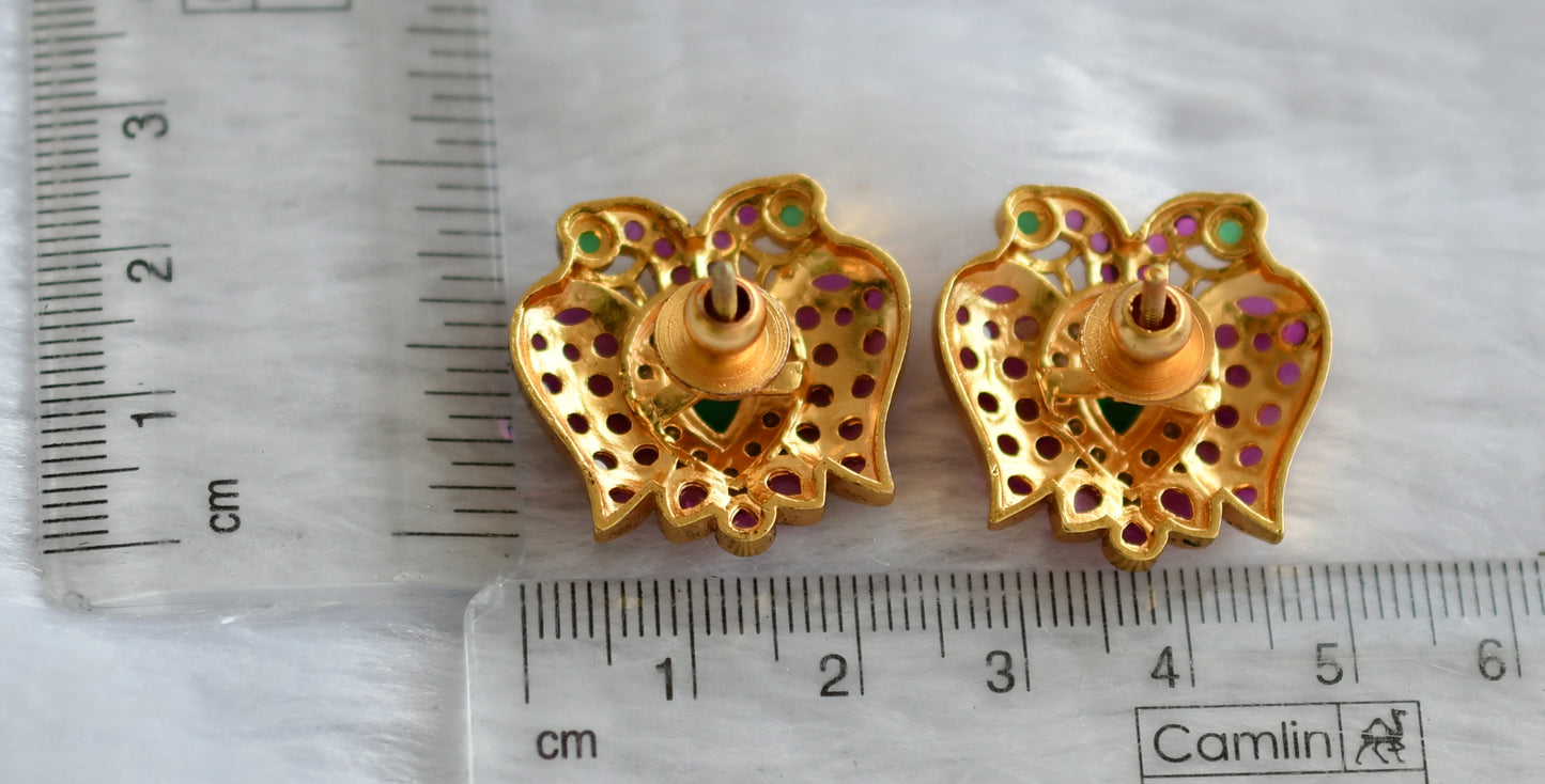 Matte finish kemp-green-white ganda berunda stud/earrings dj-46156