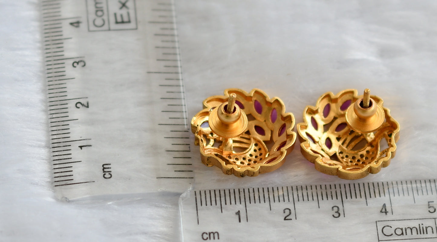 Matte finish kemp-green-white peacock earrings/stud dj-46154