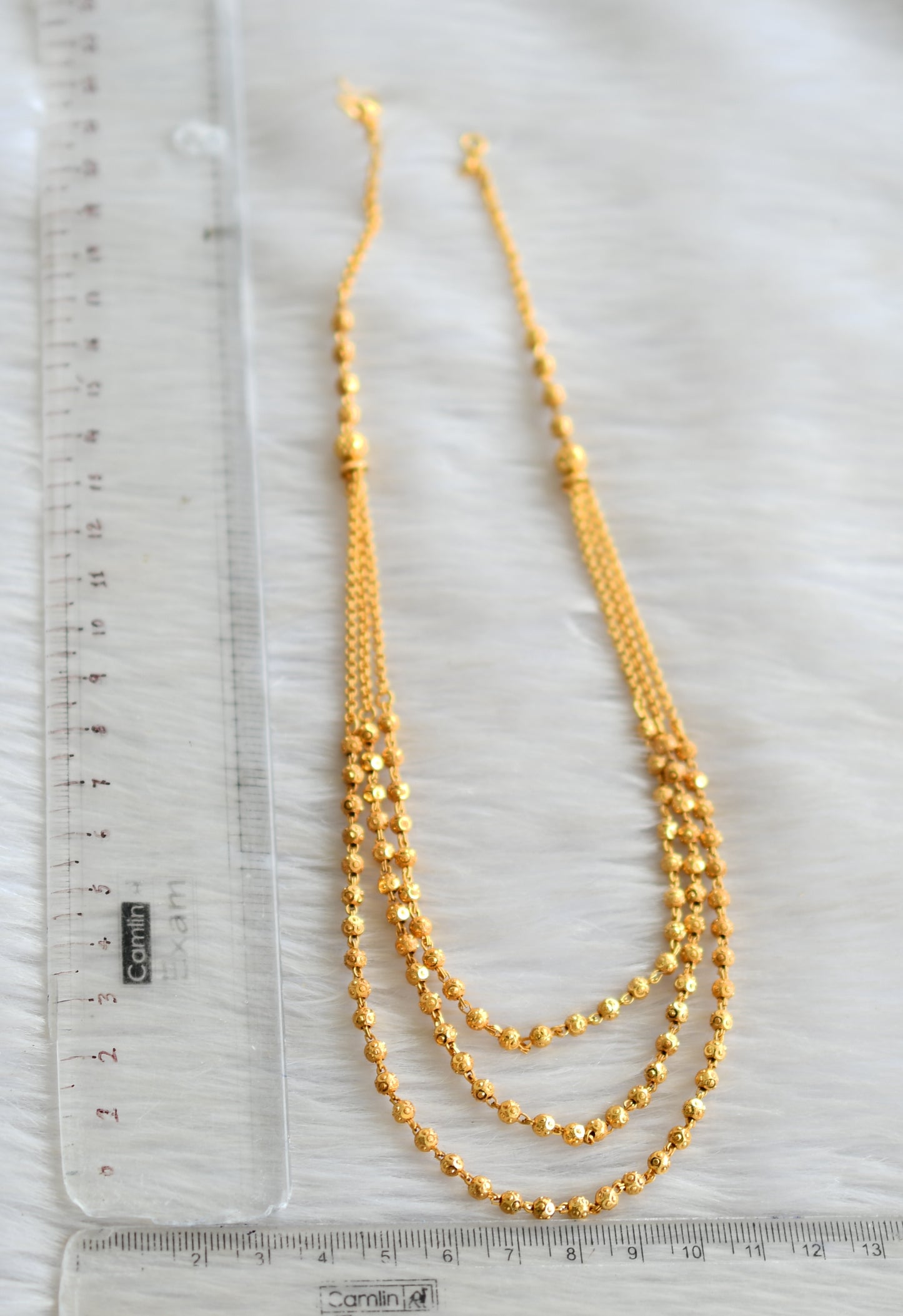 Gold tone multilayer designer ball necklace dj-42888