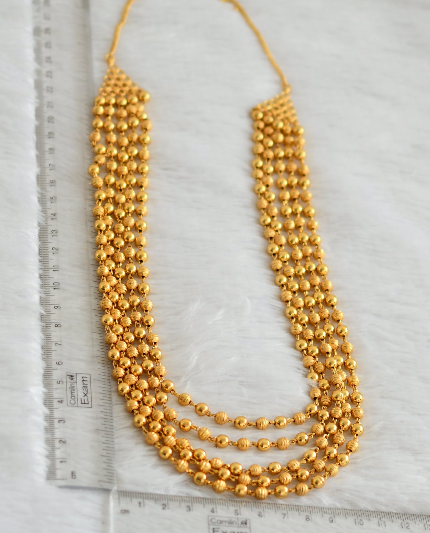 Gold tone multi layer ball chain mala/haar dj-47762
