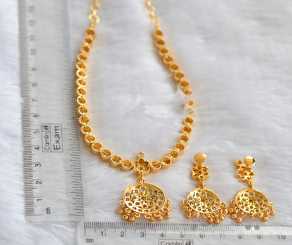 Gold tone South Indian white stone attigai/ necklace set dj-46170