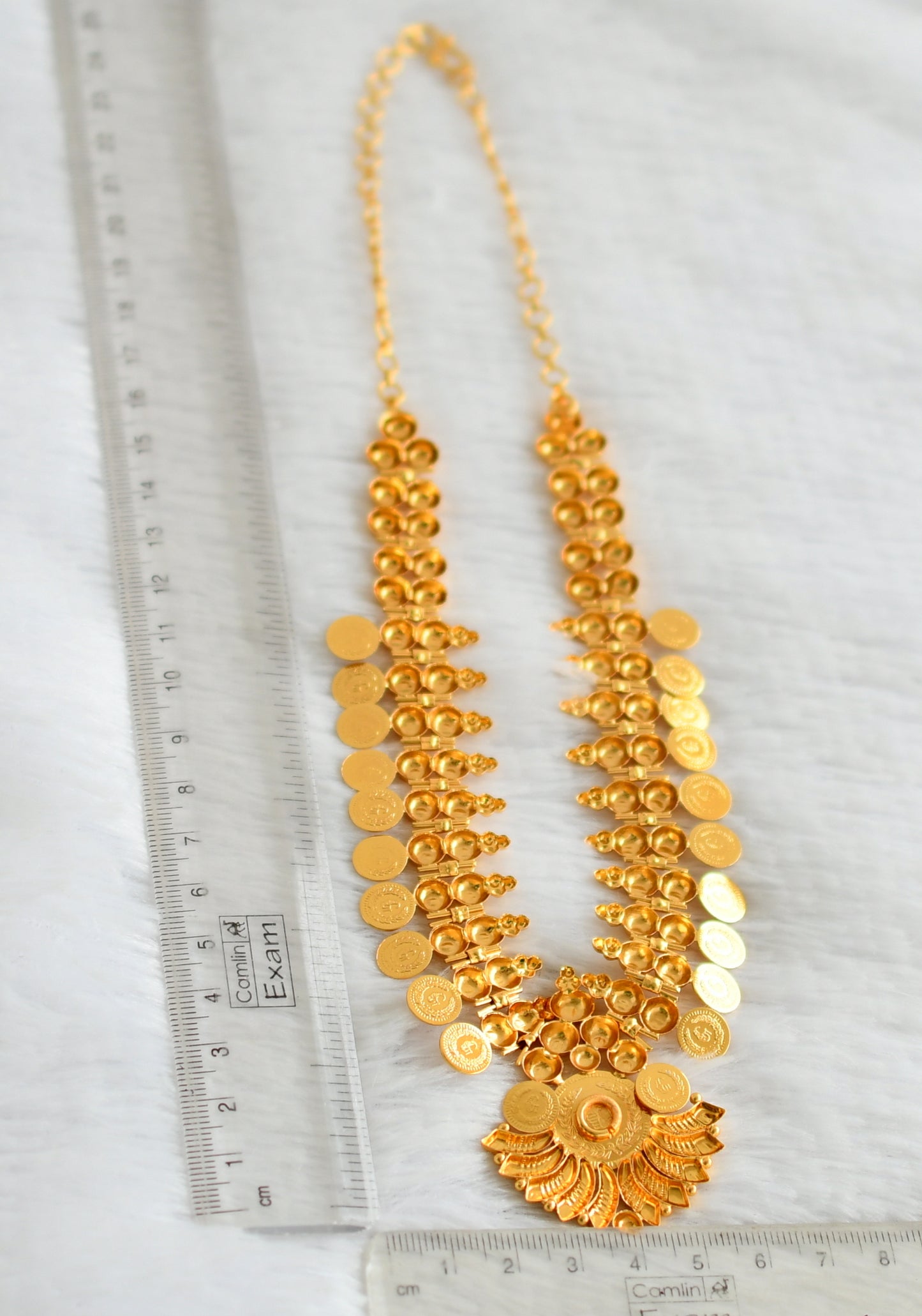 Gold tone Lakshmi coin Kerala style necklace dj-38104