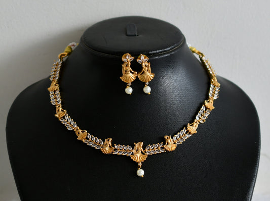 Matte finish cz white stone dancing doll necklace set dj-49698