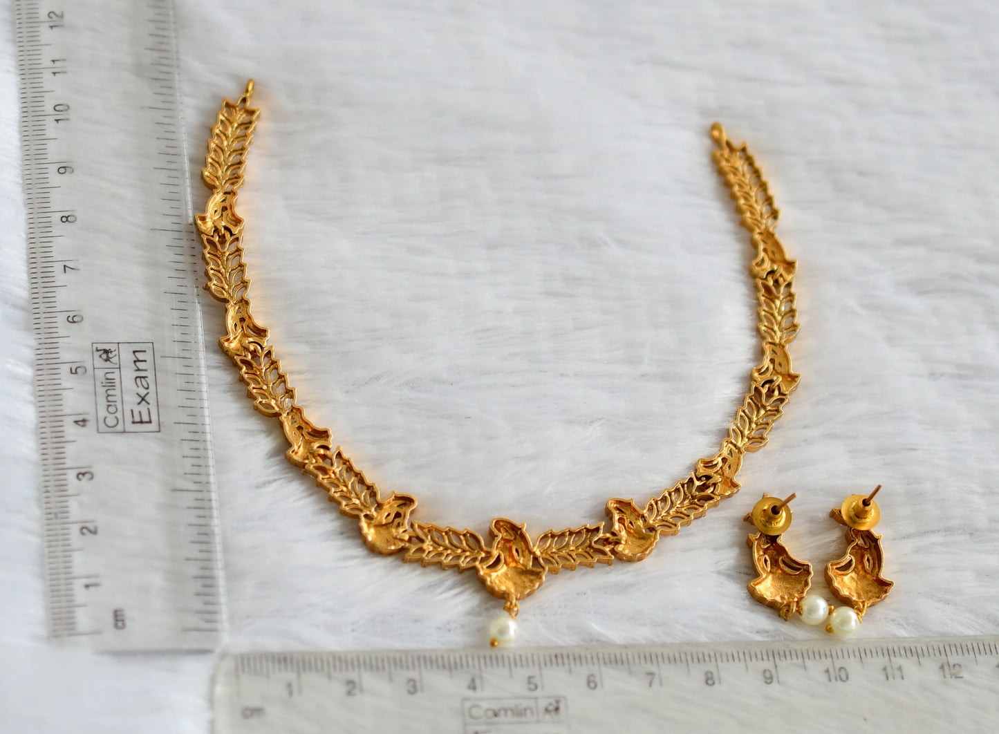Matte finish cz white stone dancing doll necklace set dj-49698