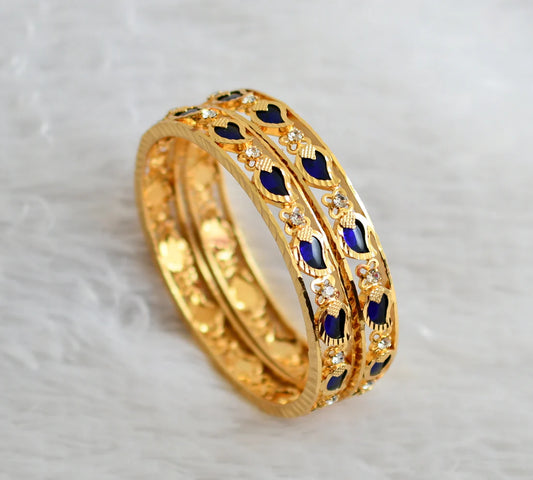 Gold tone kerala style blue mango bangles(2.10) dj-50331
