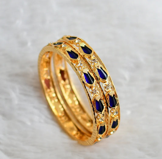 Gold tone kerala style blue nagapadam bangles(2.10) dj-50329