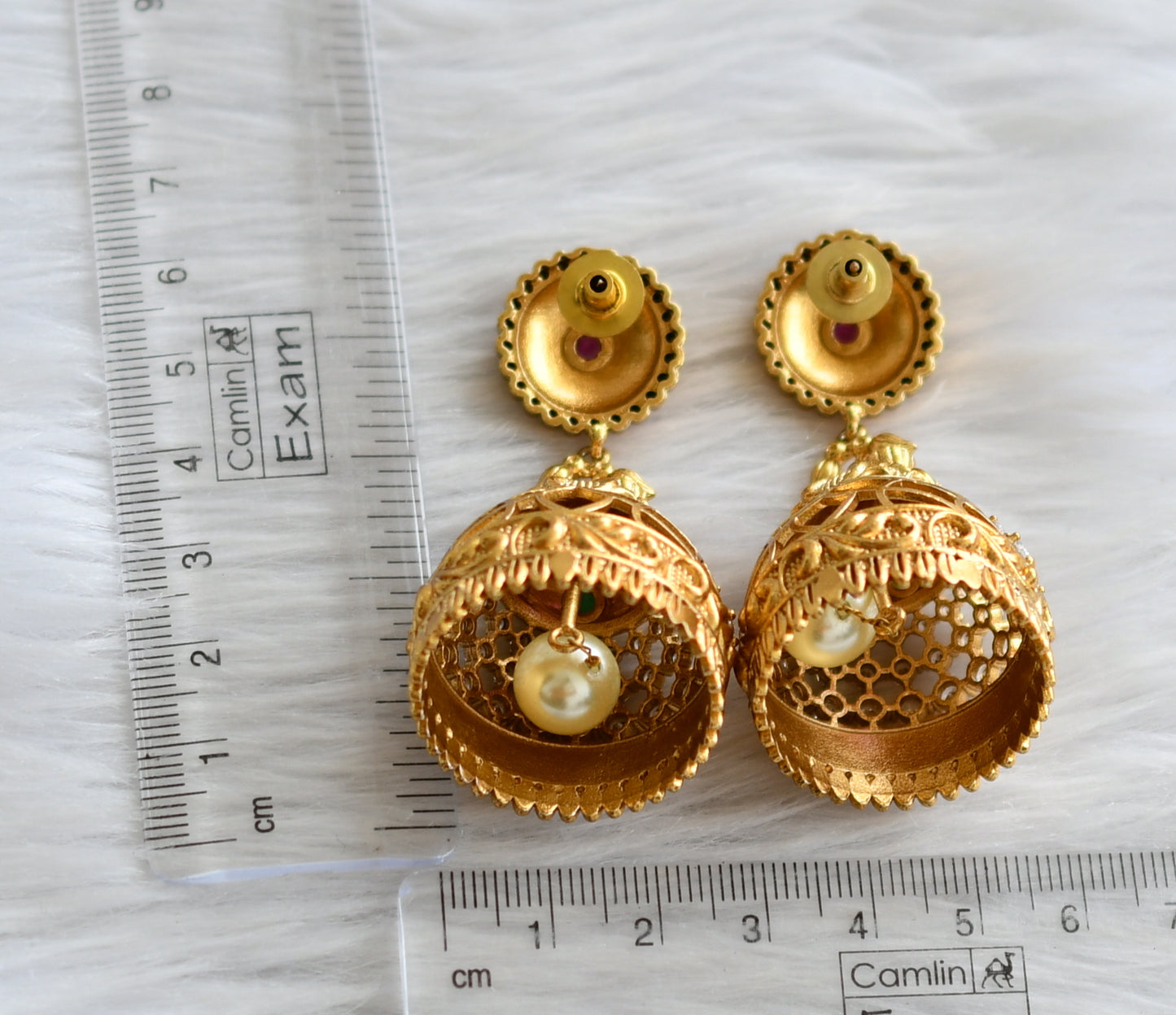 Matte finish kemp-green-white jhumkka dj-44394