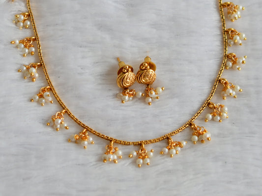 Matte finish pearl cluster necklace set dj-49727