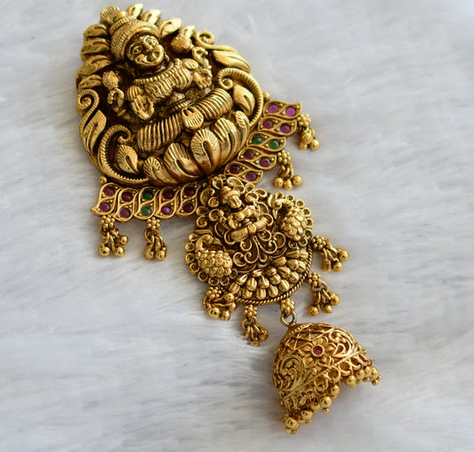 antique gold tone kamp-green lakshmi peacock hair jewel dj-46191