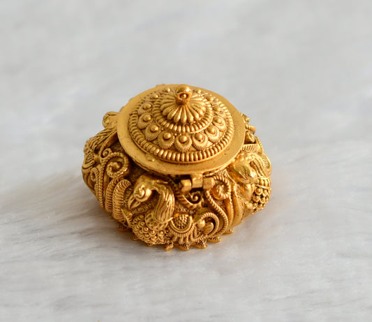 Antique gold tone peacock kumkum box dj-49738
