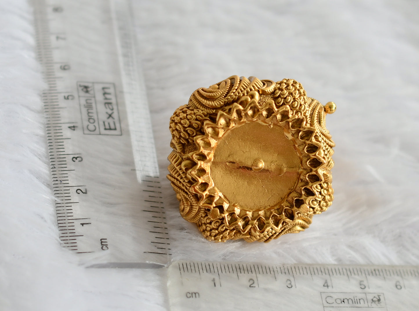 Antique gold tone peacock kumkum box dj-49738