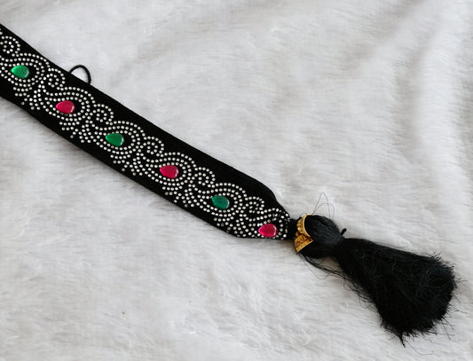 Stone studded velvet ready to wear braid/hair accessory dj-49745