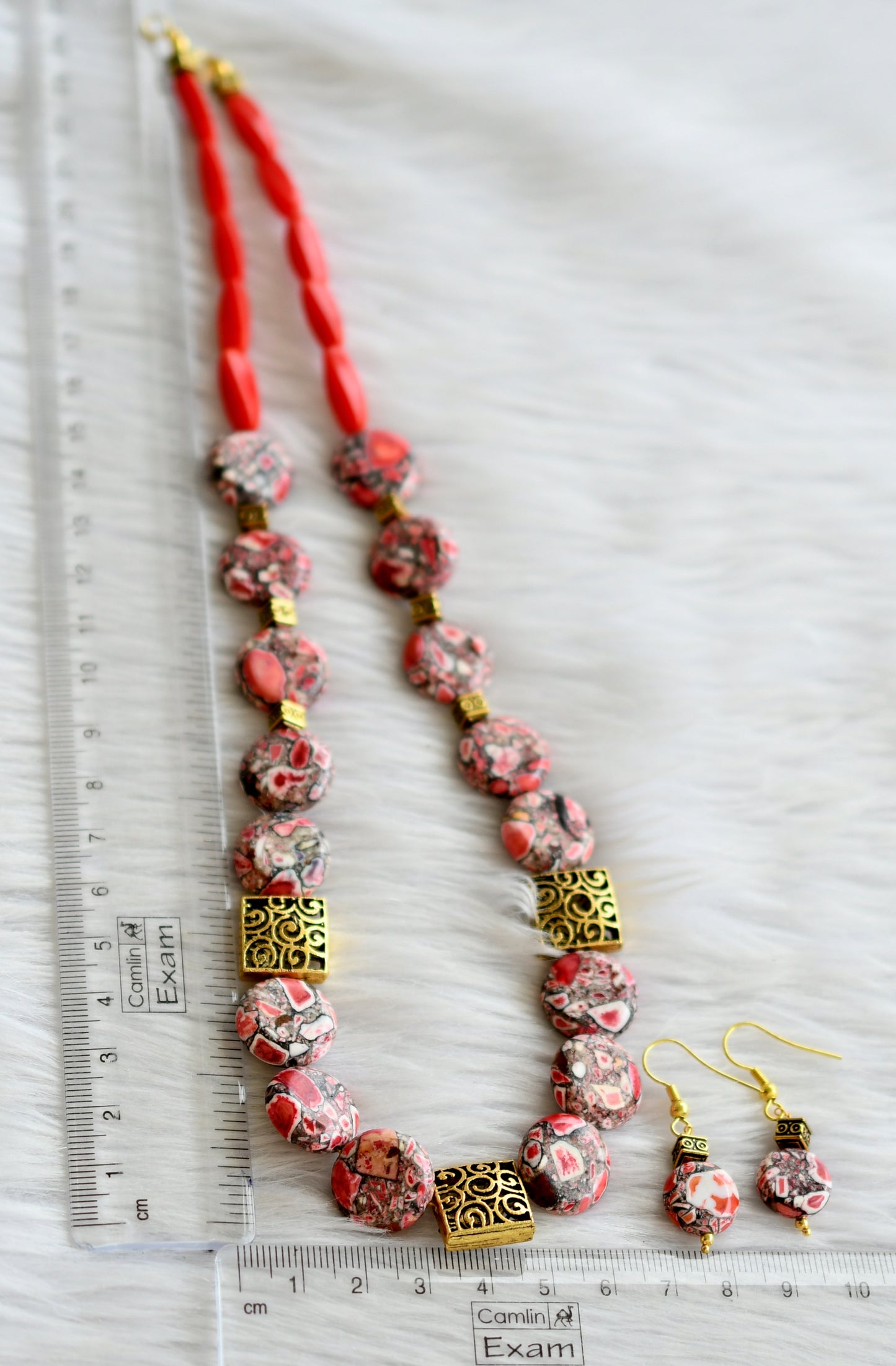 Antique red beads hand made necklace set dj-44439