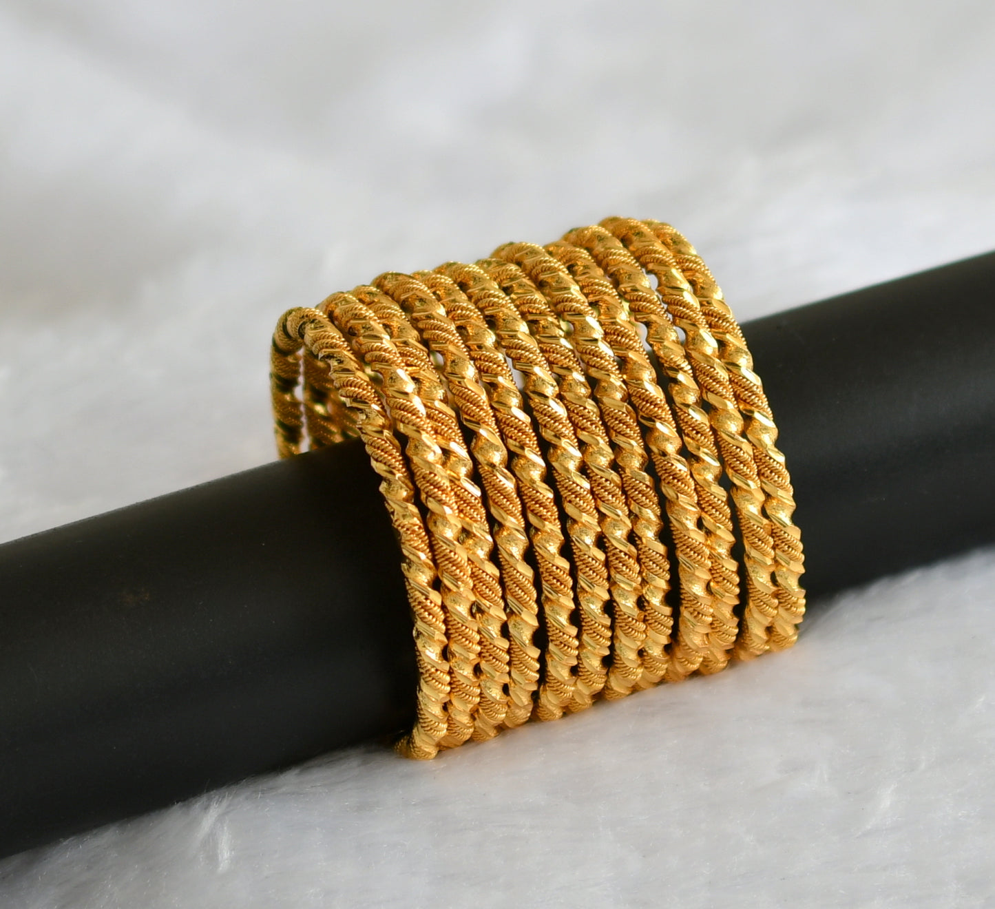 Gold tone kerala style set of 12 bangles(2.4) dj-46248