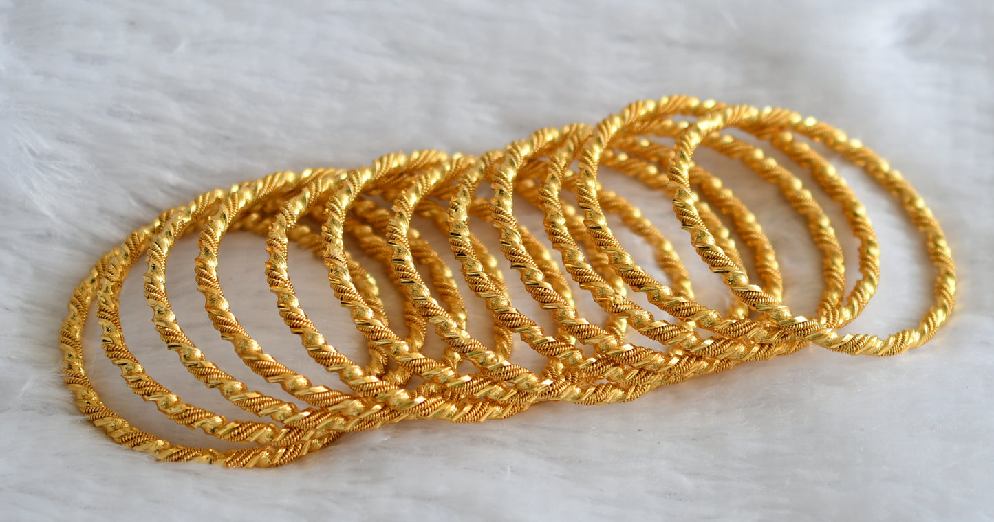 Gold tone kerala style set of 12 bangles(2.4) dj-46248
