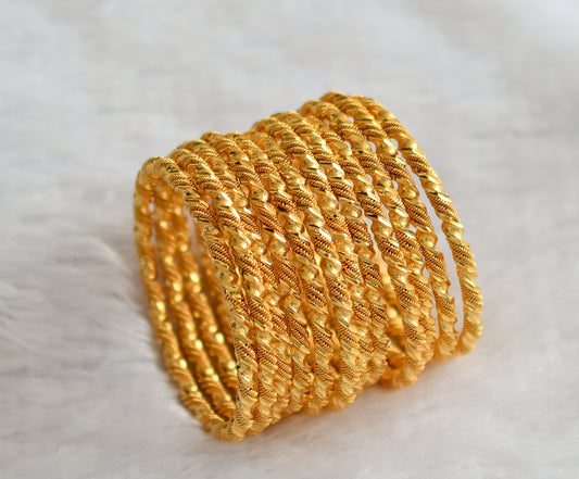 Gold tone kerala style set of 12 bangles(2.4) dj-46248