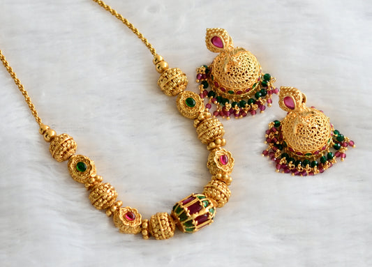 Matte finish kemp-green beaded chain set dj-46240