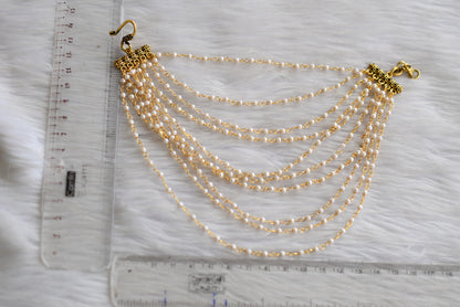 Antique gold tone multi layer pearl ear side chain dj-42962