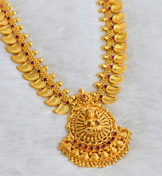 Gold tone kerala style kemp stone lakshmi mango haar dj-49761