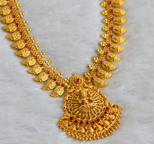 Gold tone kerala style kemp stone lakshmi mango haar dj-49762