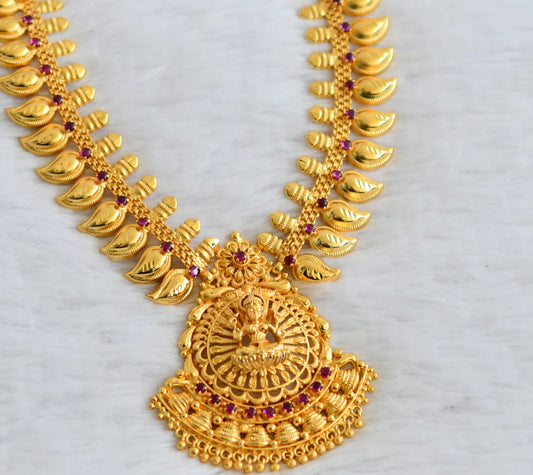 Gold tone kerala style kemp stone lakshmi mango haar dj-49770