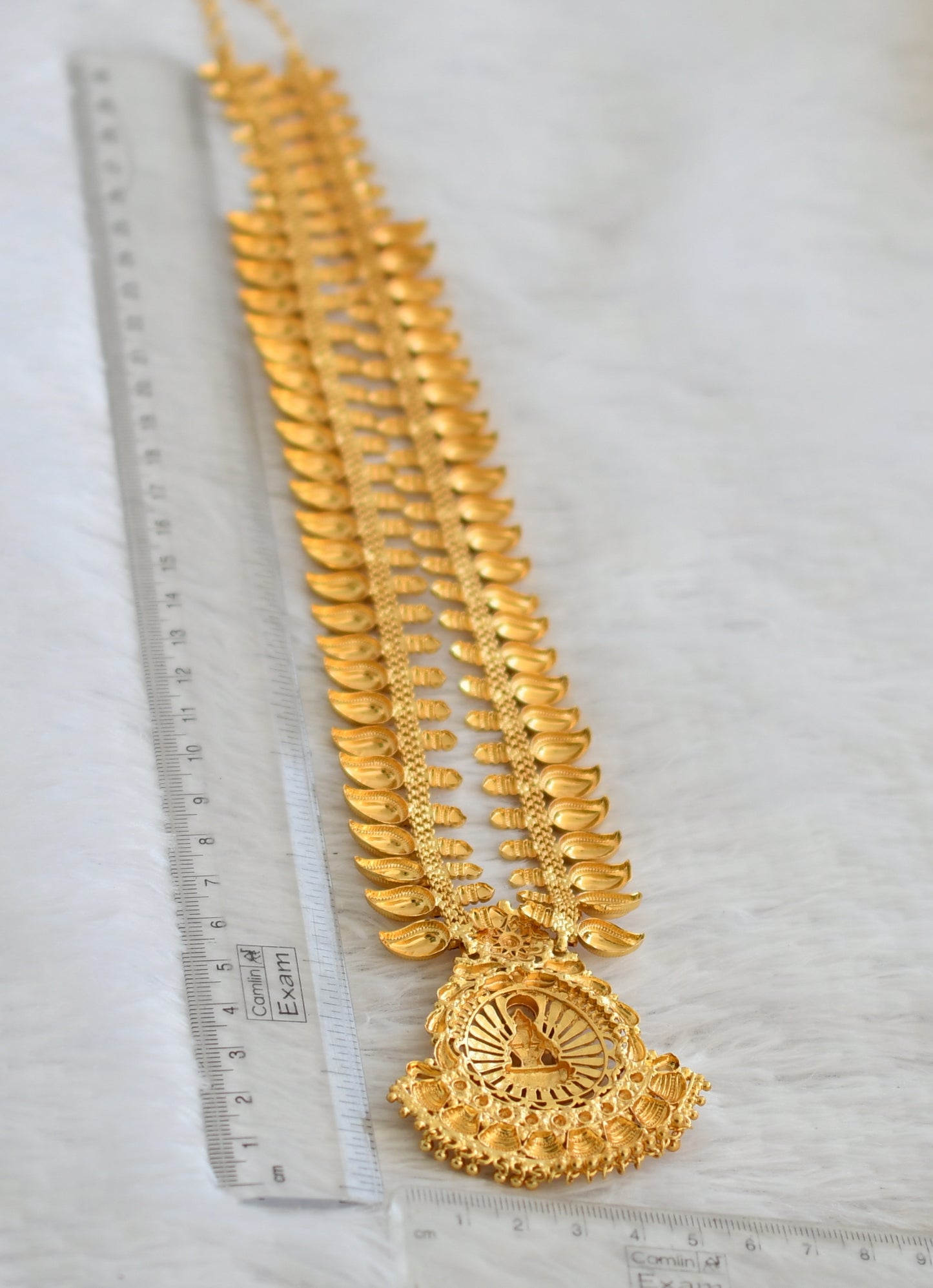Gold tone kerala style kemp stone lakshmi mango haar dj-49770
