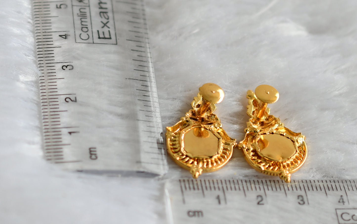 Gold tone kerala style round lakshmi earrings dj-47847