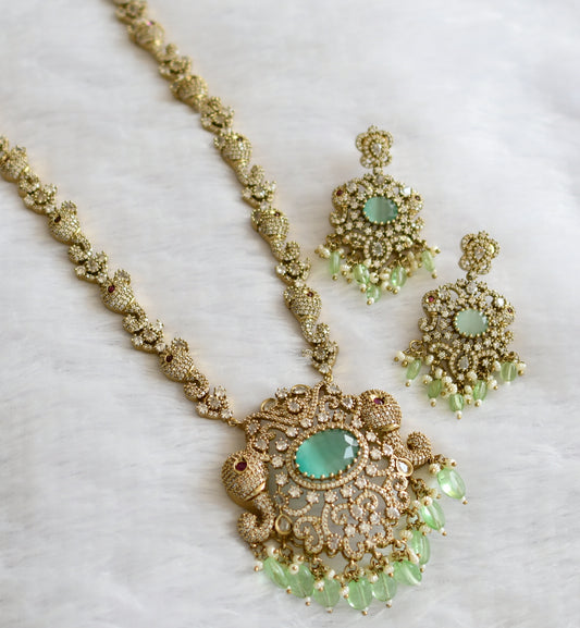 Antique gold tone pink-white sea green beaded victorian elephant haar set dj-46256