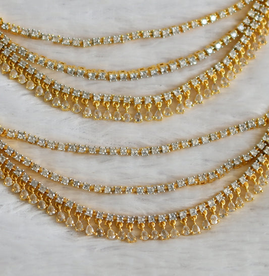 Two tone cz white stone multi layered ear side chain dj-49791