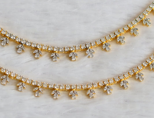 Two tone cz white stone ear side chain dj-49795