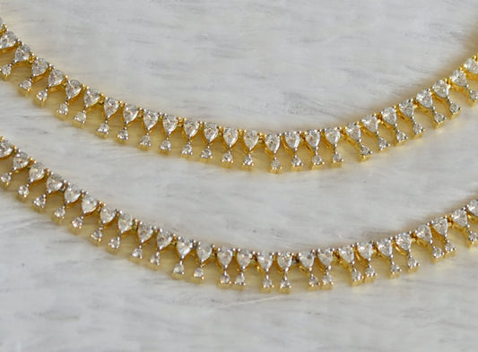 Two tone cz white stone ear side chain dj-49798