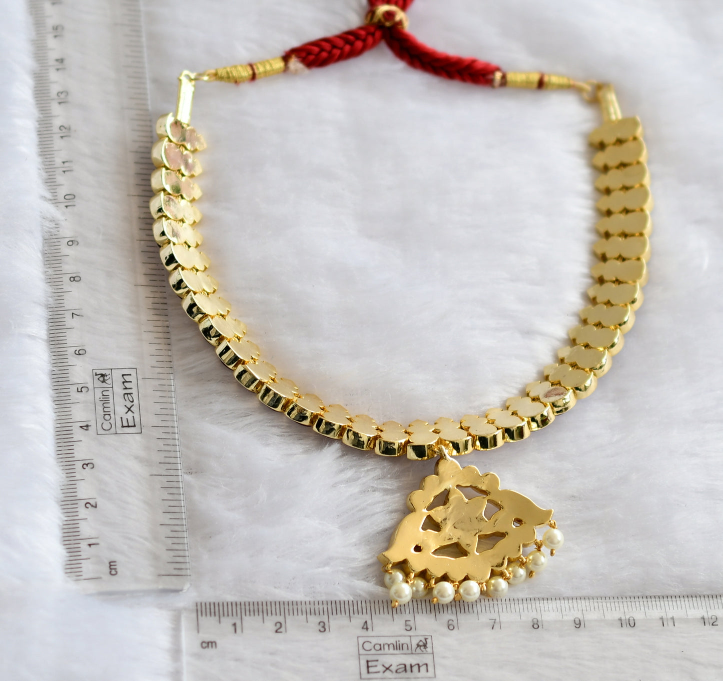 Gold tone precious kemp-green-white mango necklace dj-46277