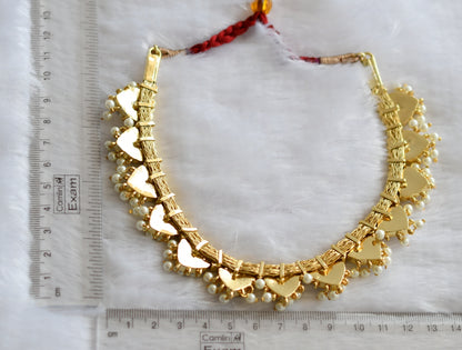 Gold tone semi precious kemp-green-white pearl necklace dj-46276