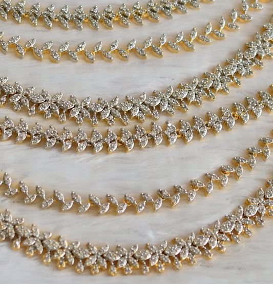 Two tone cz white stone multi layered ear side chain dj-49793