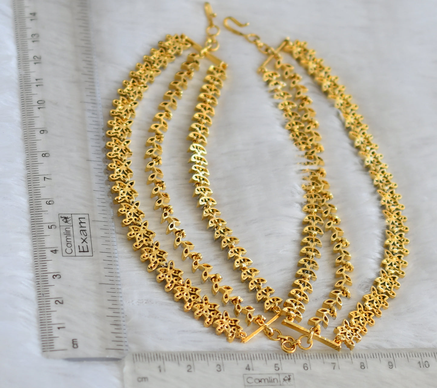 Two tone cz white stone multi layered ear side chain dj-49793