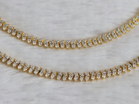 Two tone cz white stone ear side chain dj-49796