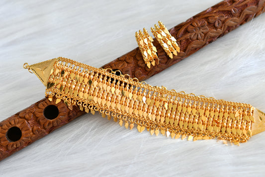 Gold tone traditional Kerala style Elakka thali choker set dj-42990