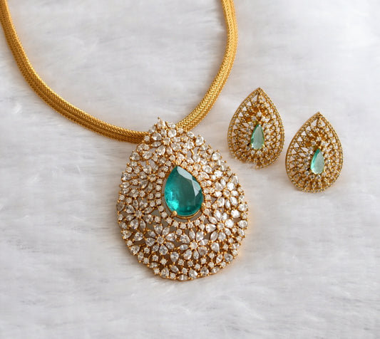 Matte finish cz blue-white thilak necklace set dj-46265